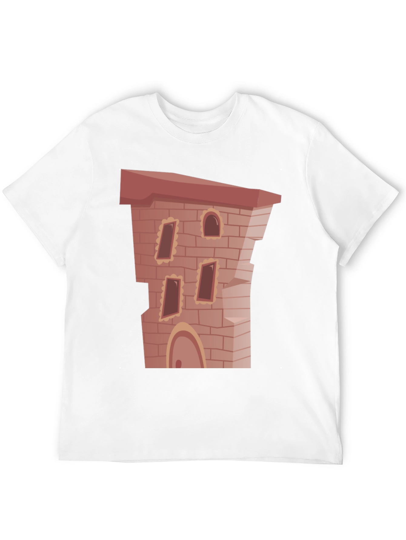 Cartoon Castle Brick Building Graphic T-Shirt