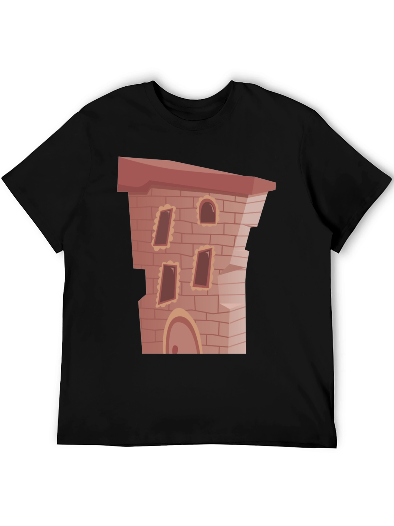 Cartoon Castle Brick Building Graphic T-Shirt
