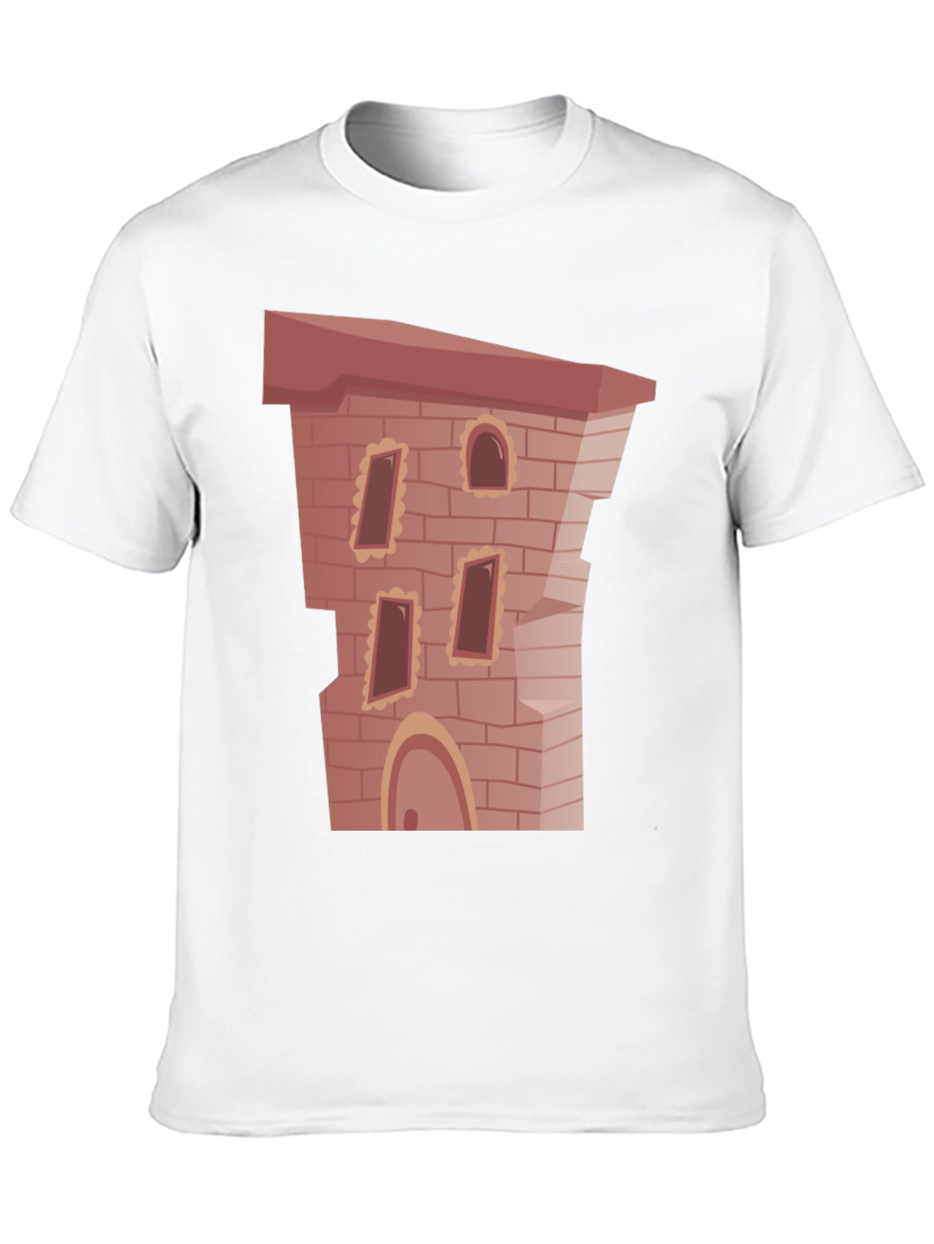 Cartoon Castle Brick Building Graphic T-Shirt