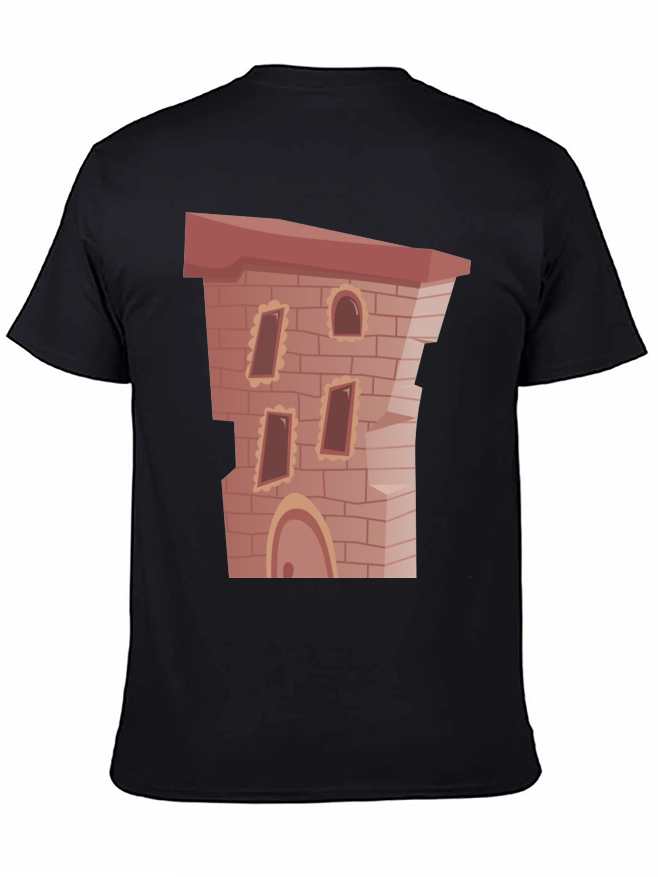Cartoon Castle Brick Building Graphic T-Shirt