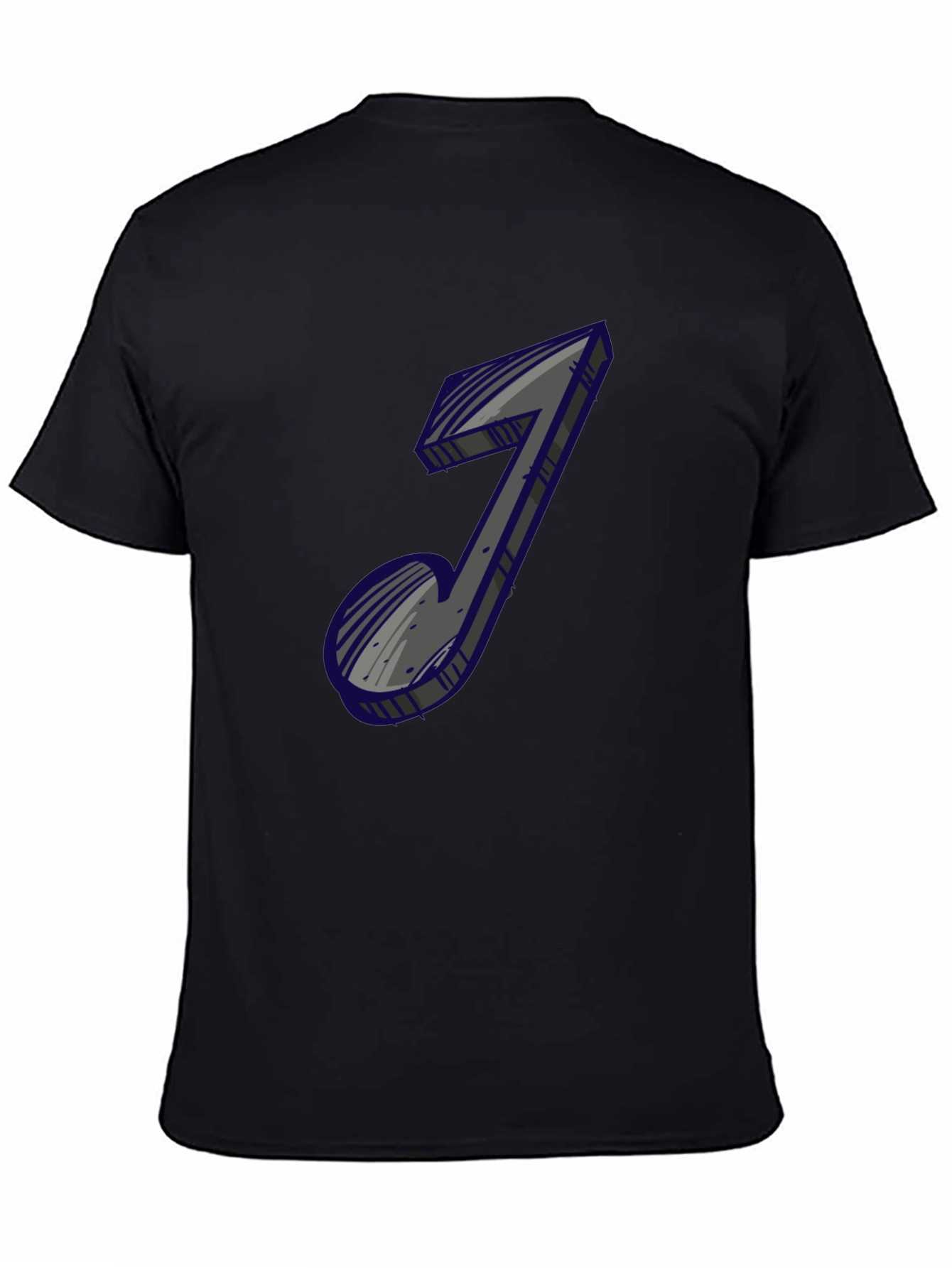 Mens Black Graphic Tee - Music Note Design