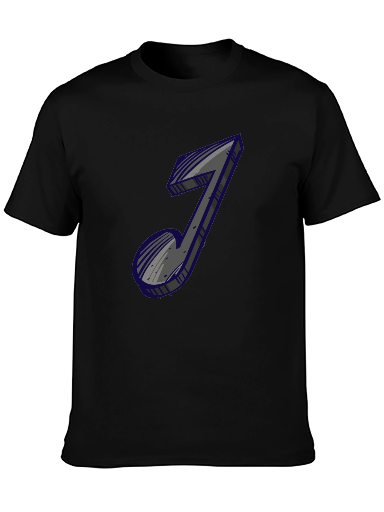 Mens Black Graphic Tee - Music Note Design