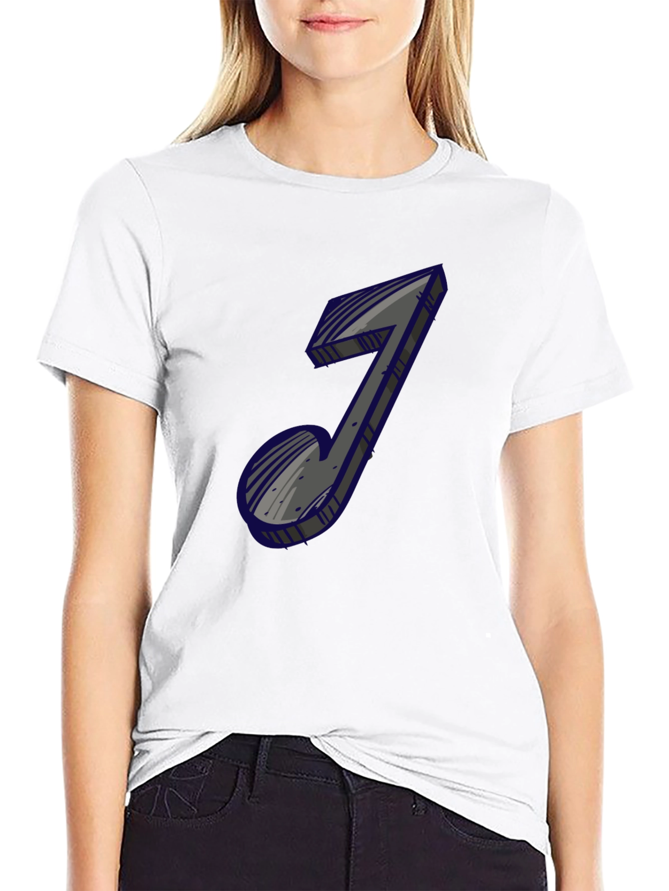 Mens Black Graphic Tee - Music Note Design