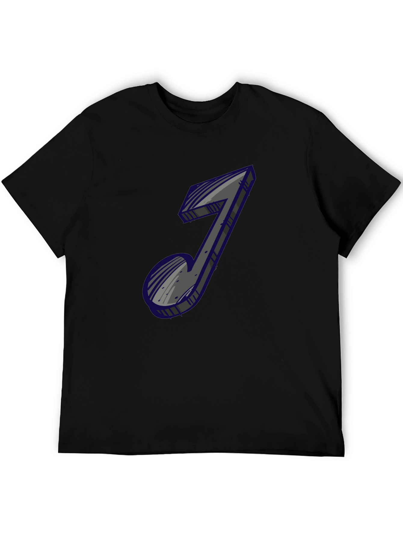 Mens Black Graphic Tee - Music Note Design