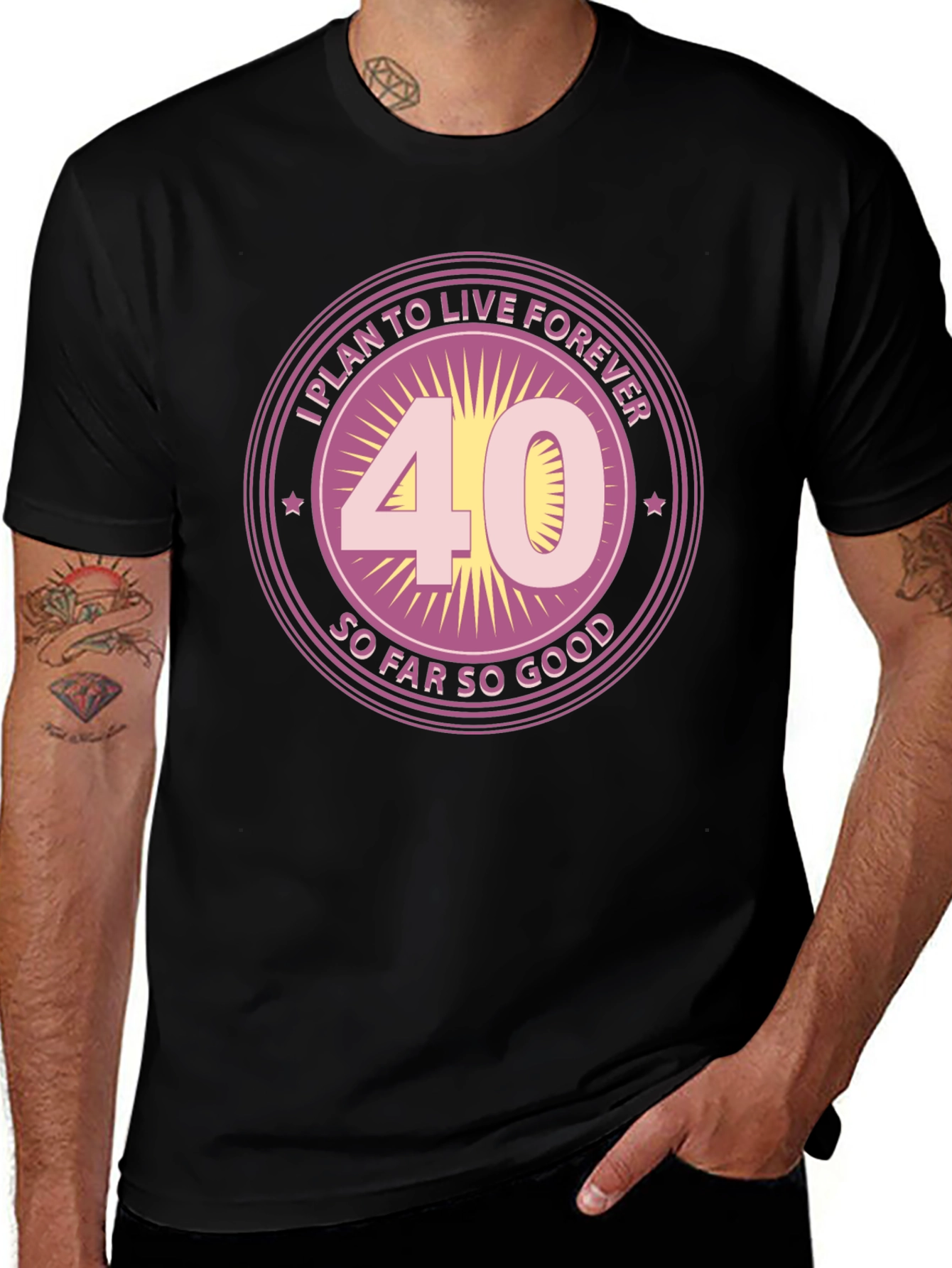 Funny 40th Birthday T-Shirt - Live Forever Design