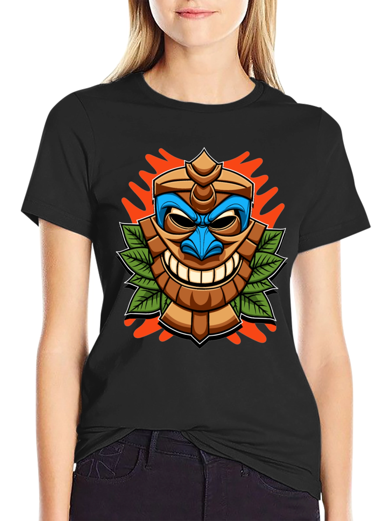 Fun Tiki Head Graphic T-Shirt