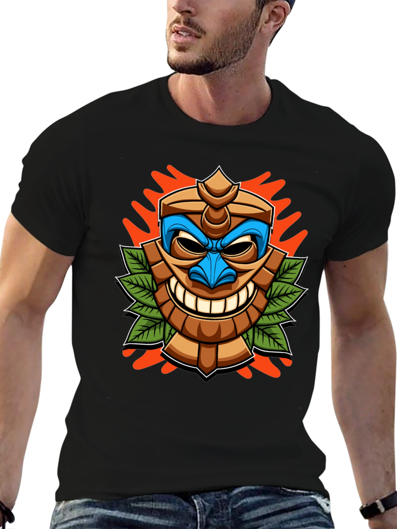 Fun Tiki Head Graphic T-Shirt