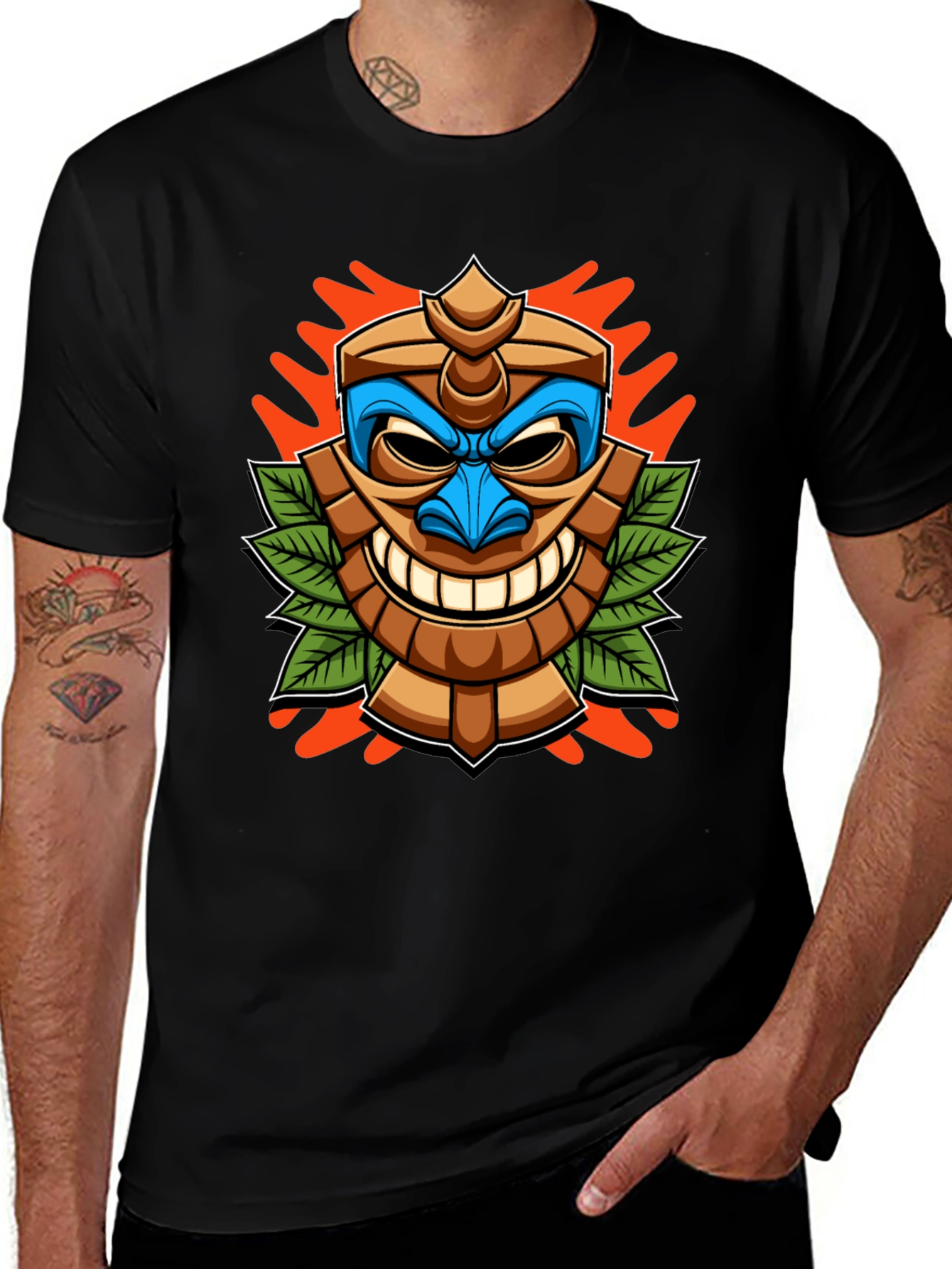 Fun Tiki Head Graphic T-Shirt