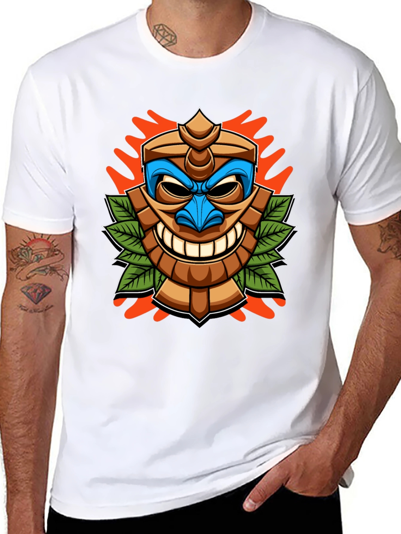 Fun Tiki Head Graphic T-Shirt