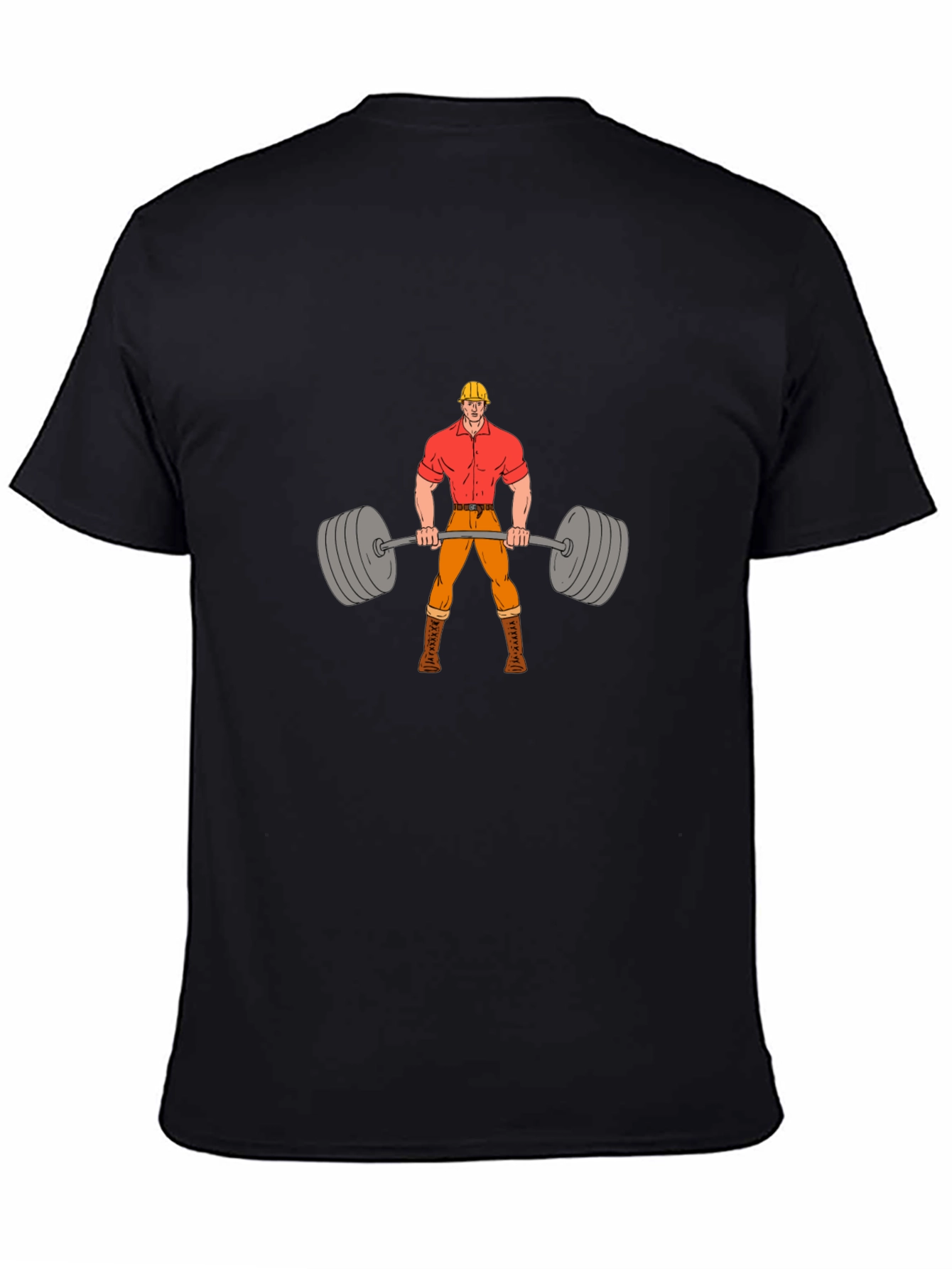Weightlifter Cartoon Black T-Shirt