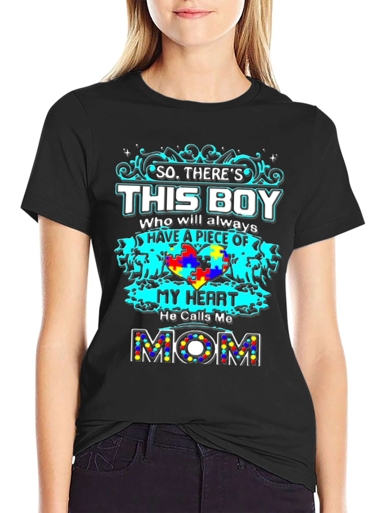 Autism Awareness Mom T-Shirt: So Theres This Boy