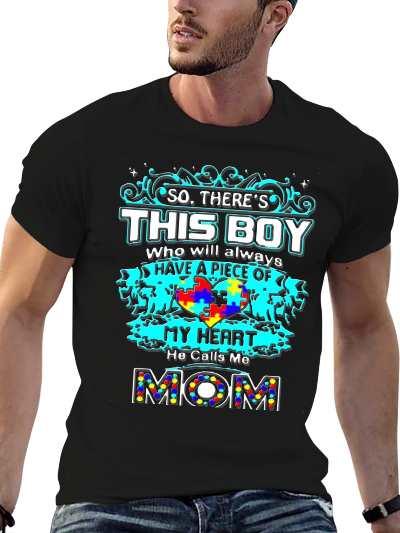 Autism Awareness Mom T-Shirt: So Theres This Boy