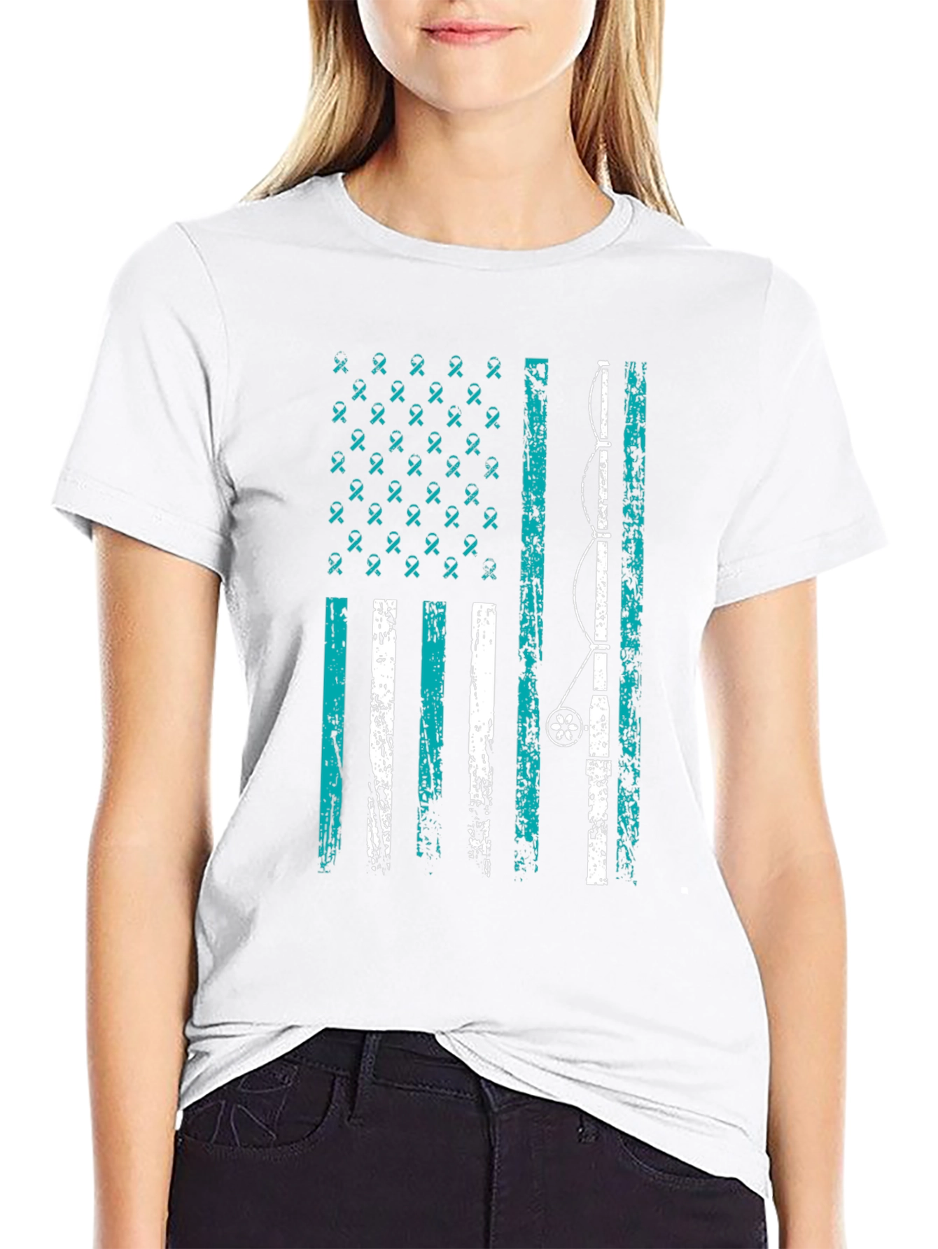 Fishing Rod American Flag Graphic Tee