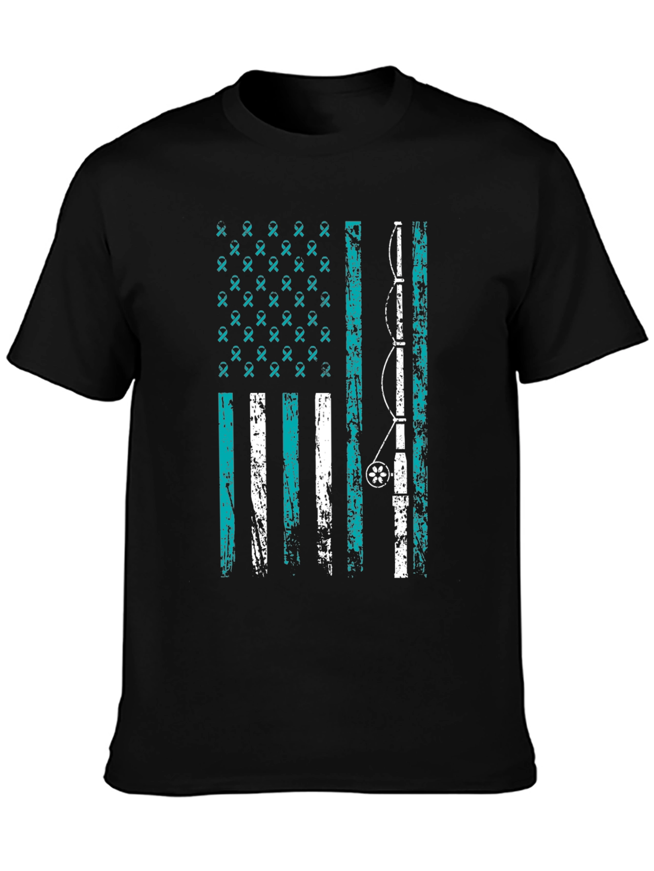 Fishing Rod American Flag Graphic Tee