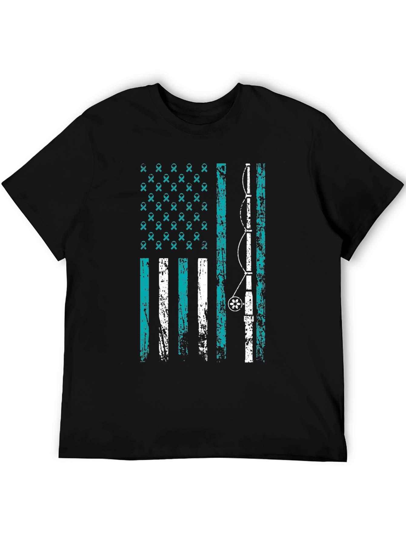 Fishing Rod American Flag Graphic Tee