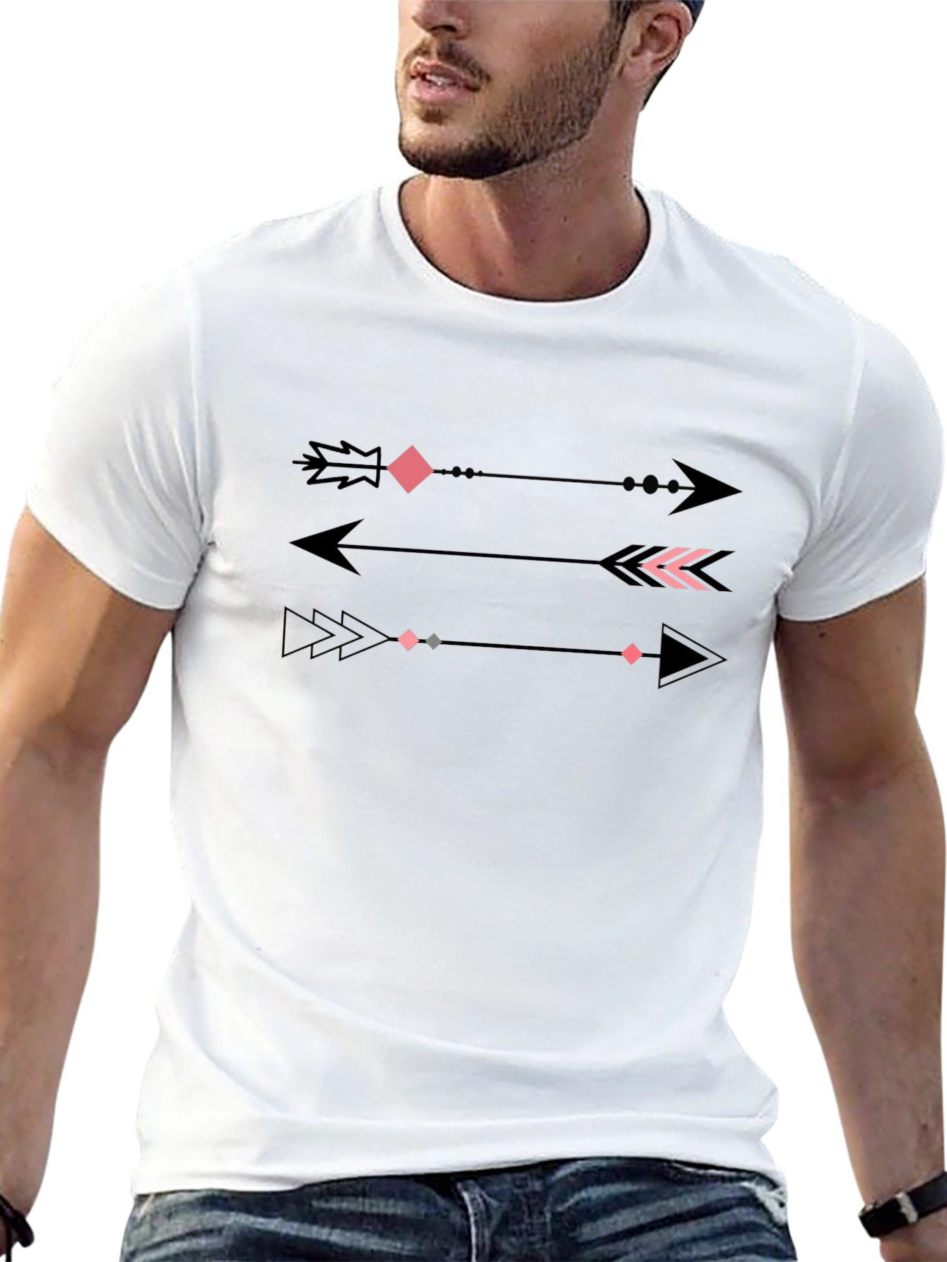 Modern Arrow Graphic Tee - Black Cotton Blend