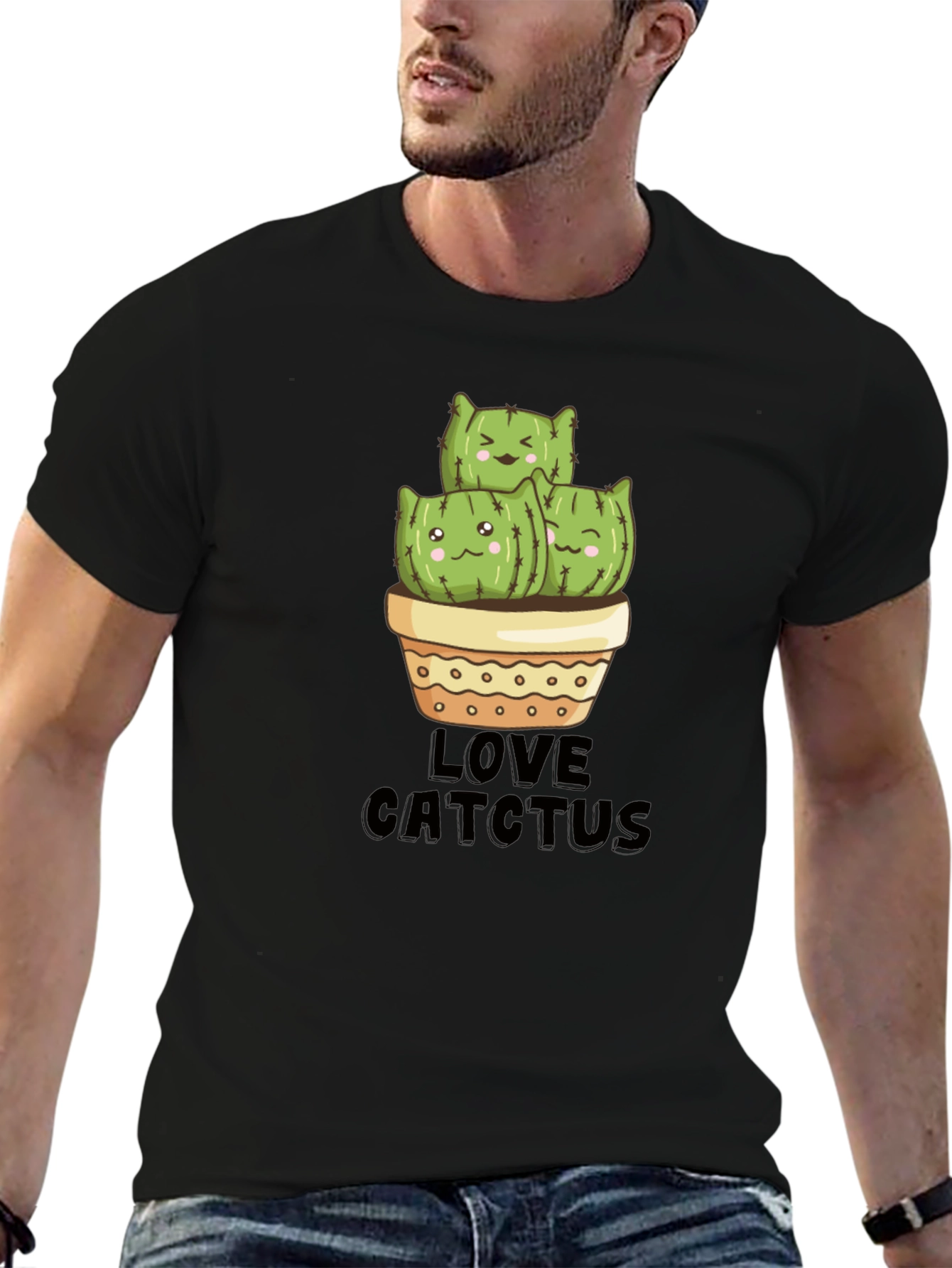 Cute Cat Cactus Graphic T-Shirt
