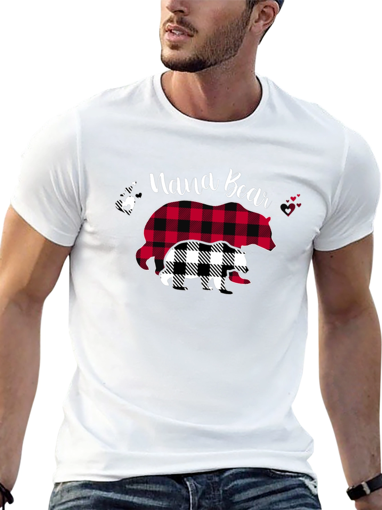 Nana Bear Plaid Graphic Tee
