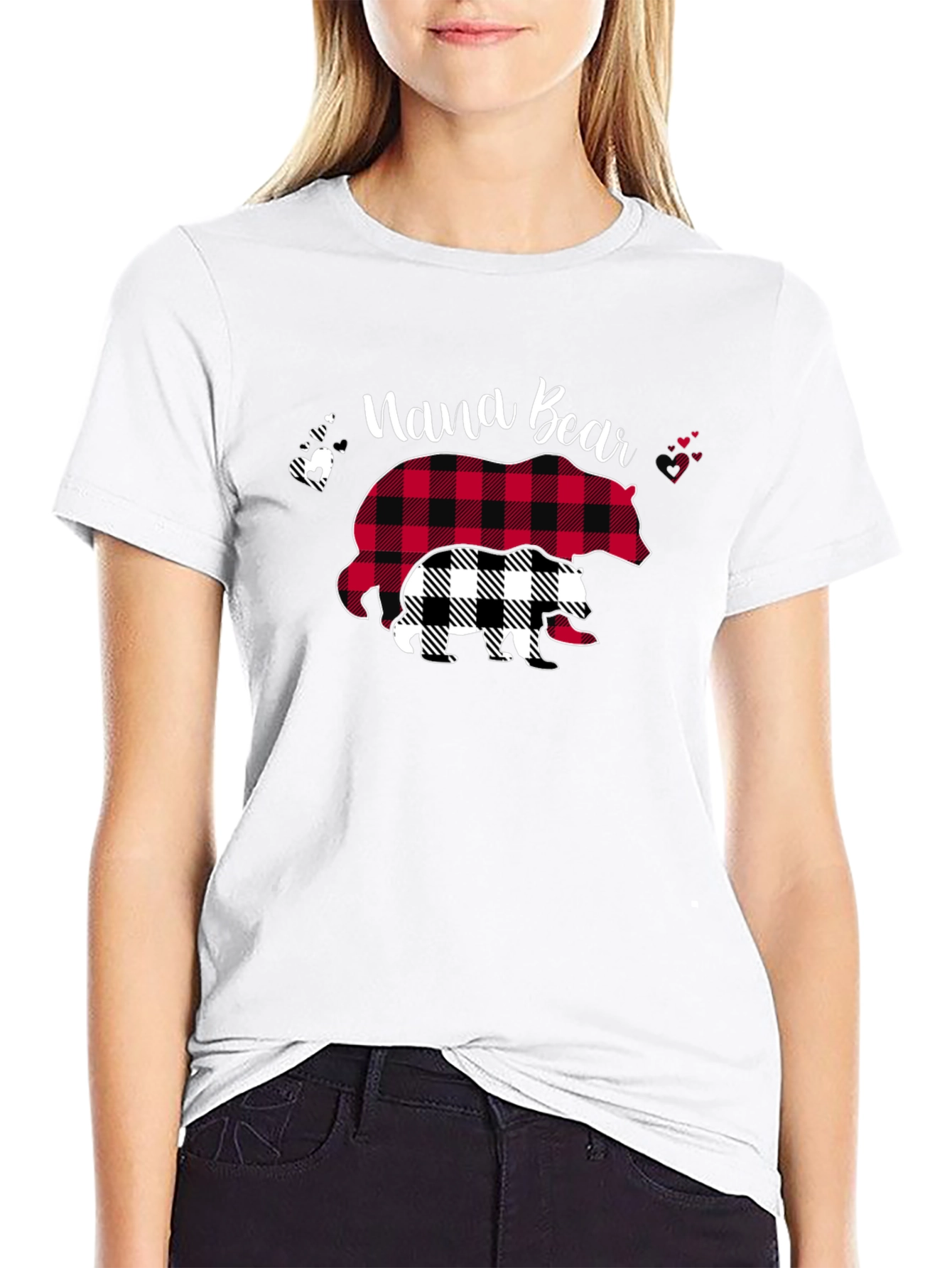 Nana Bear Plaid Graphic Tee