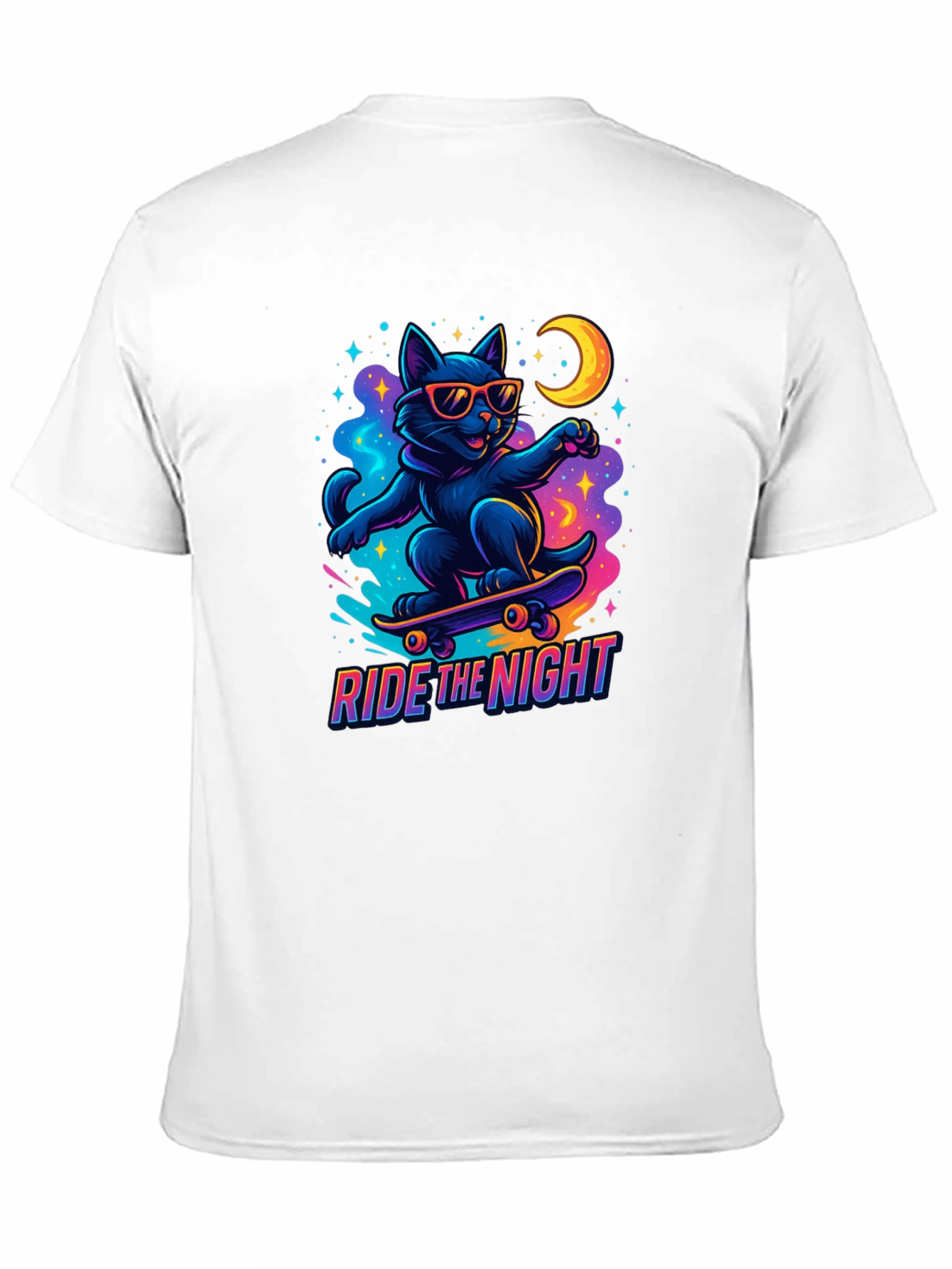 Ride the Night Black Cat Skateboard T-Shirt