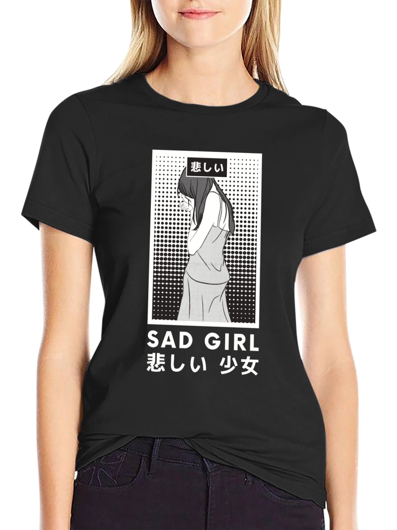 Sad Girl Anime Graphic T-Shirt