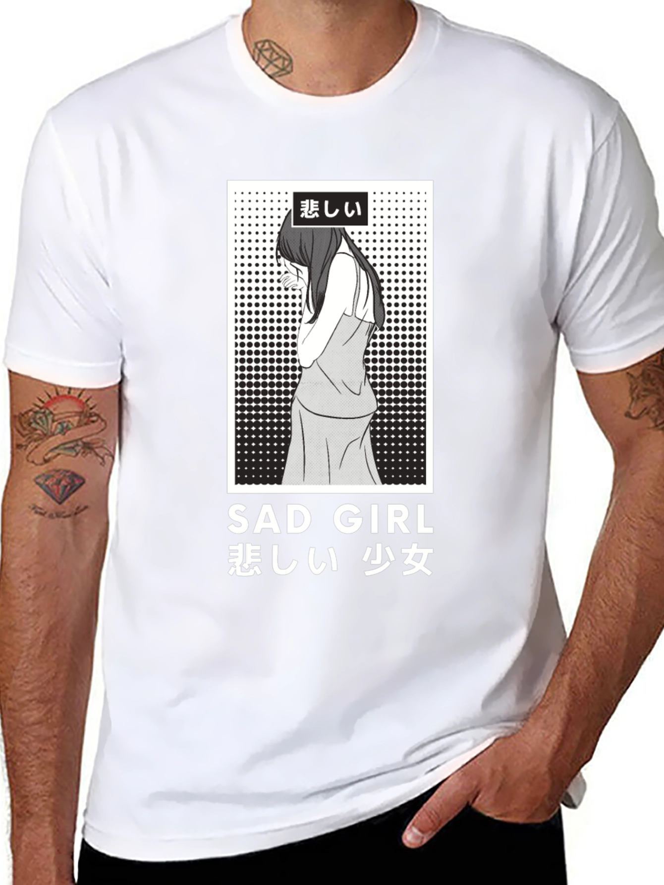 Sad Girl Anime Graphic T-Shirt