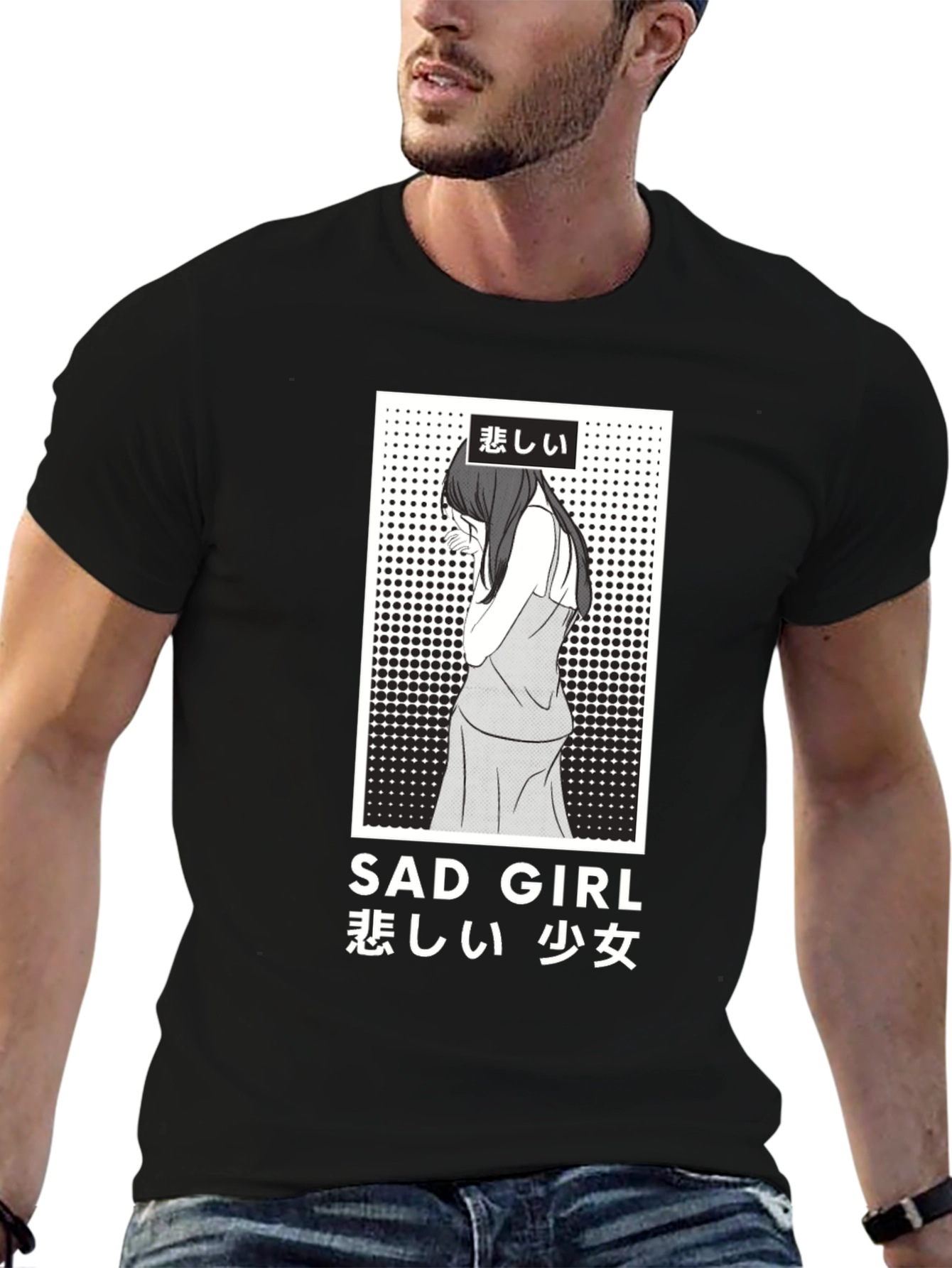 Sad Girl Anime Graphic T-Shirt