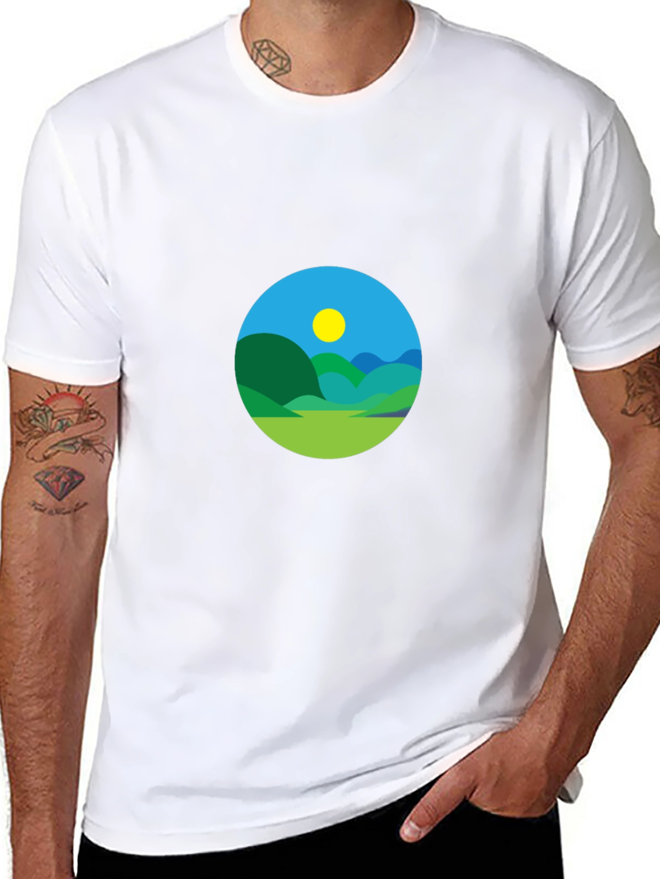 Scenic Landscape Graphic Tee - Black