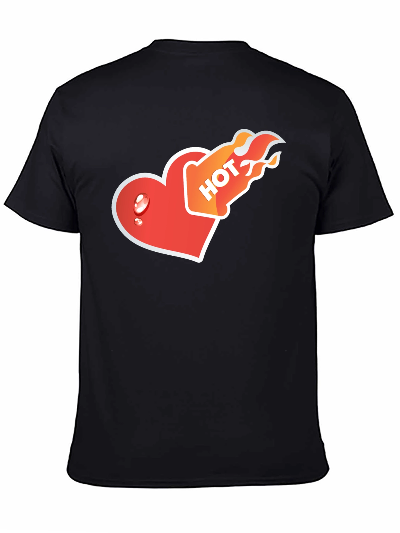 Hot Heart Graphic Tee - Black Cotton Comfort