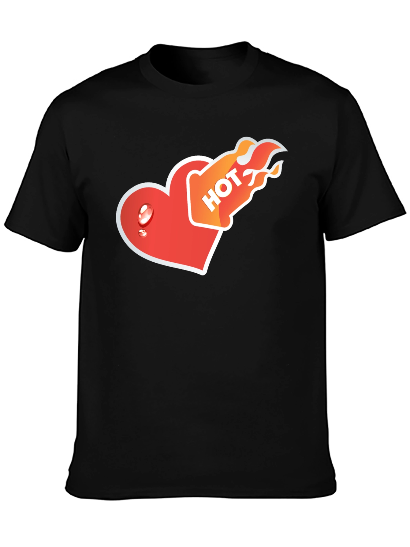 Hot Heart Graphic Tee - Black Cotton Comfort