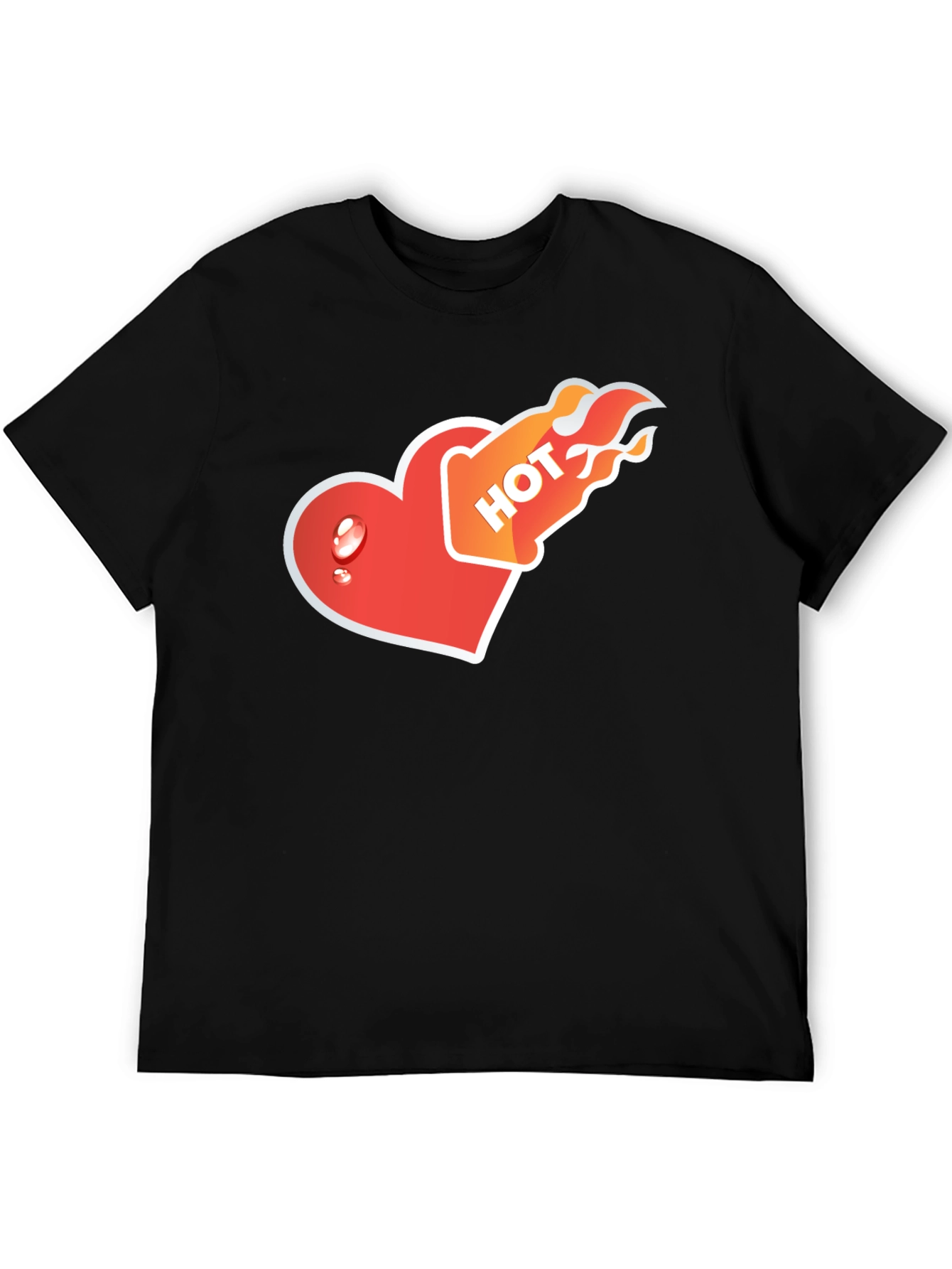 Hot Heart Graphic Tee - Black Cotton Comfort