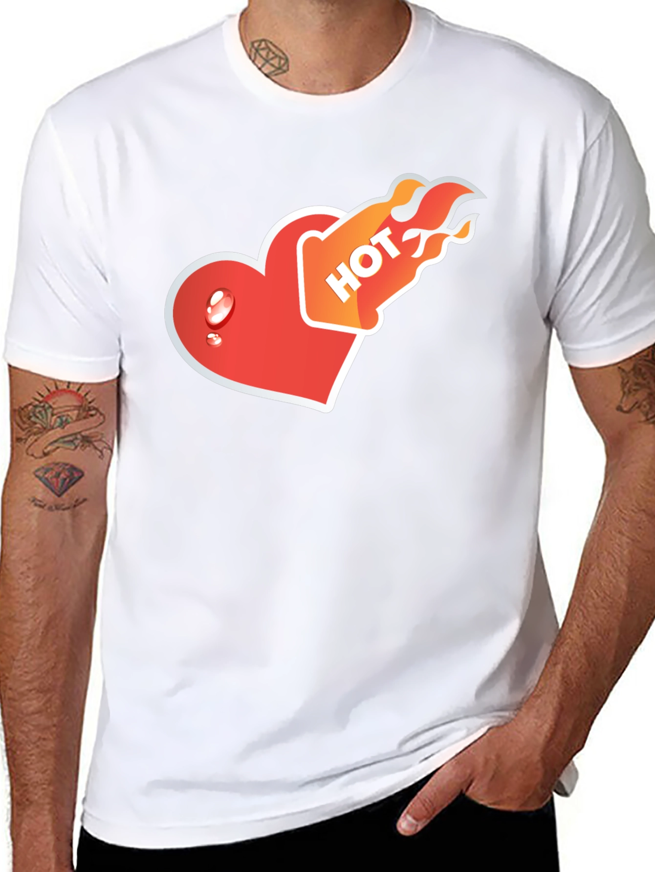 Hot Heart Graphic Tee - Black Cotton Comfort