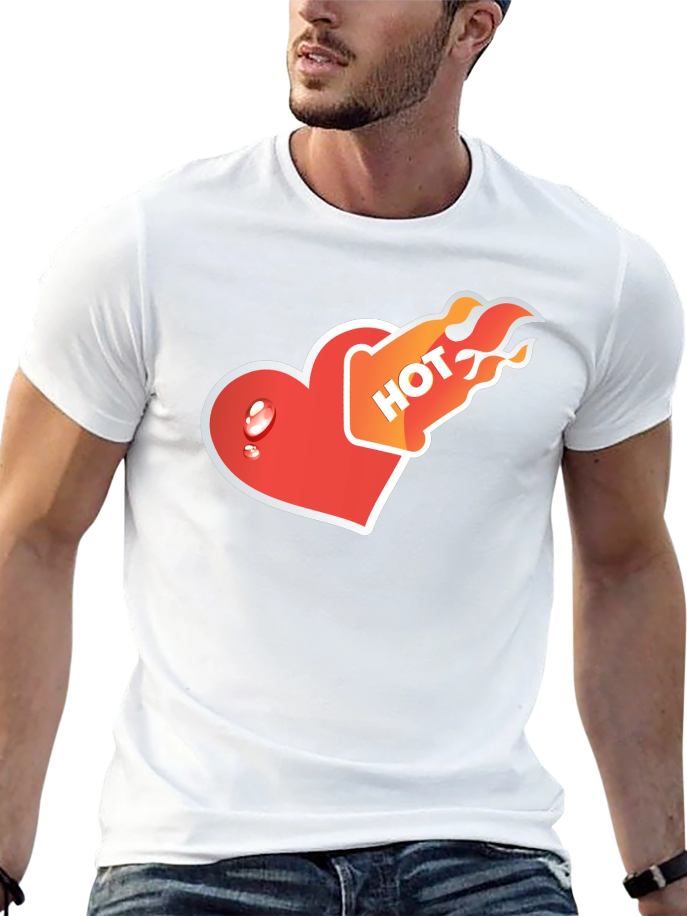 Hot Heart Graphic Tee - Black Cotton Comfort