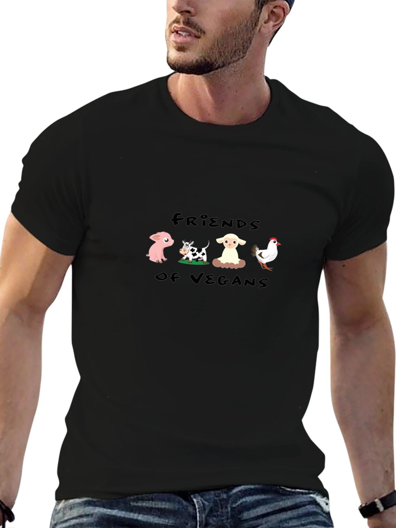 Friends of Vegans Black T-Shirt