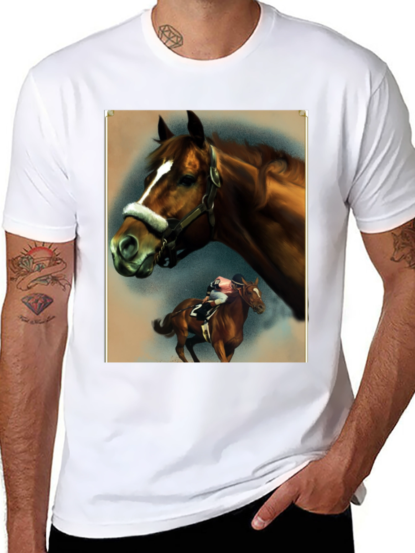 Horse Racing Graphic Tee - Equestrian Style Shirt