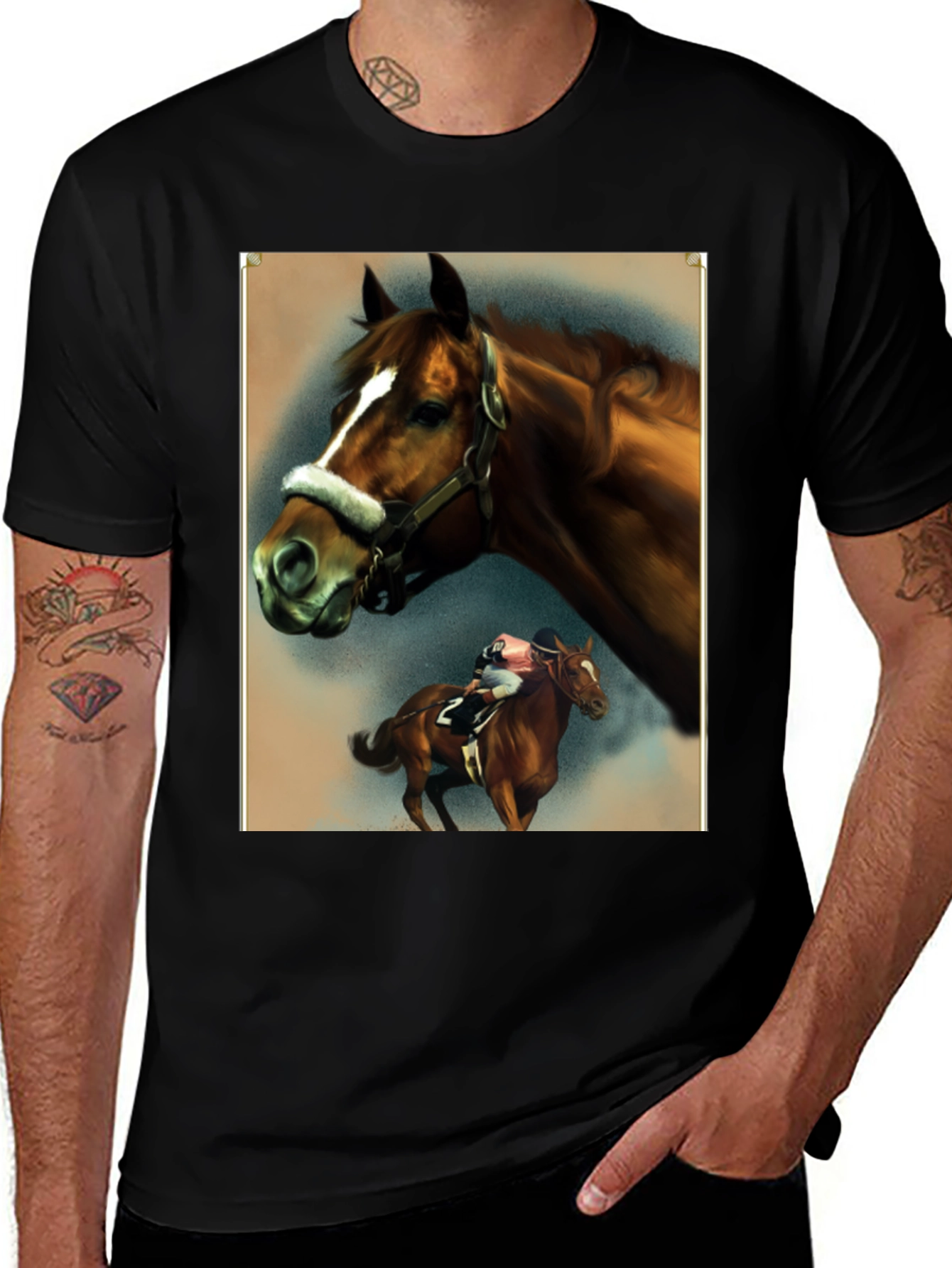 Horse Racing Graphic Tee - Equestrian Style Shirt