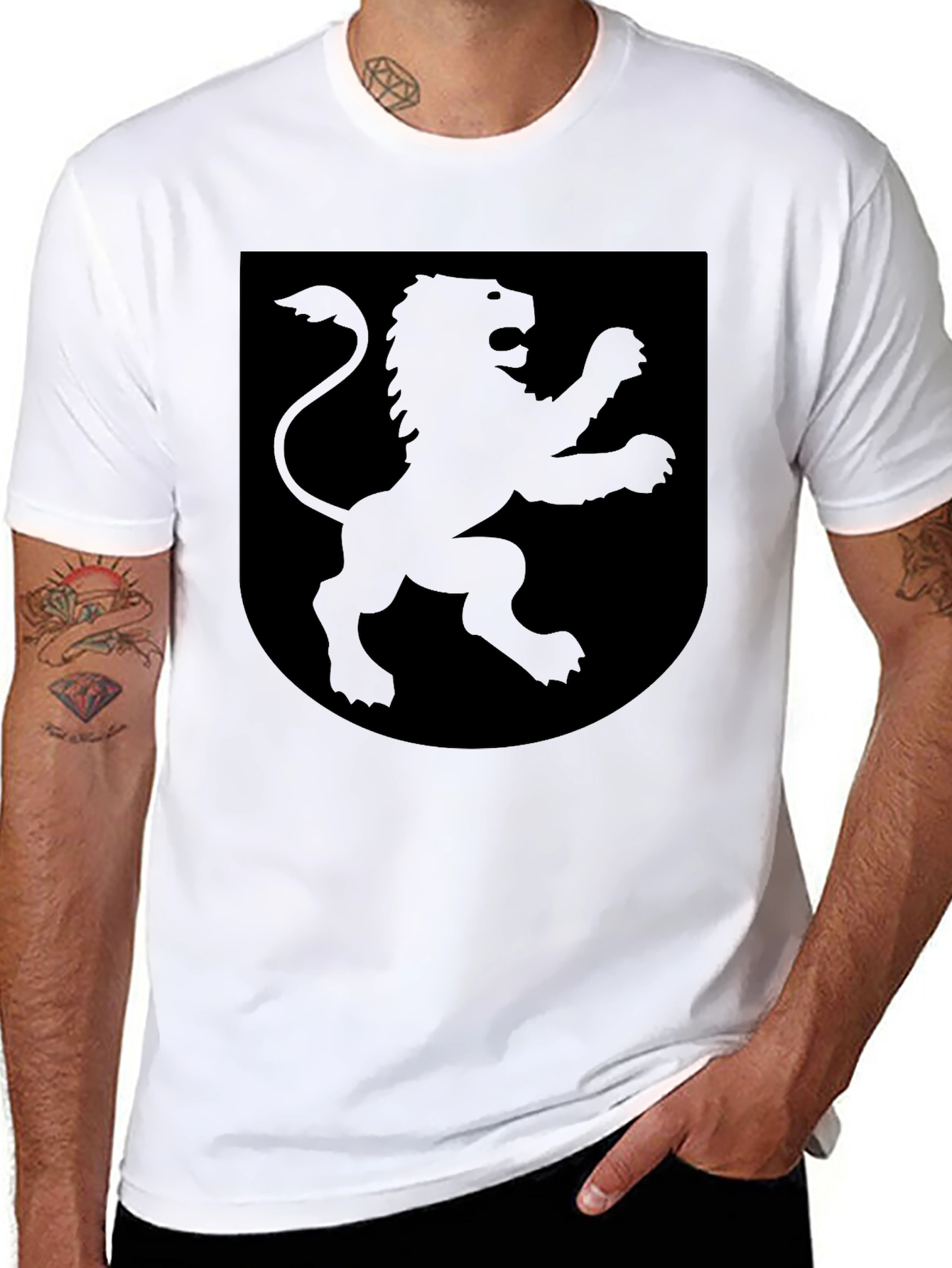 Black Lion Shield Graphic T-Shirt