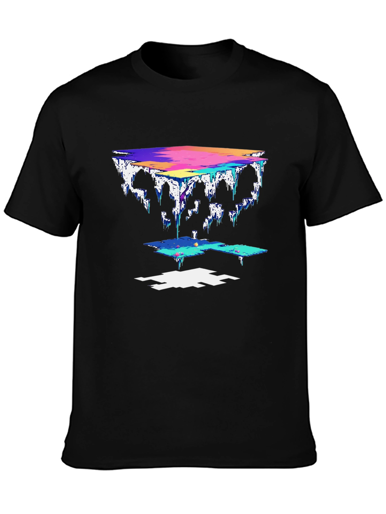 Abstract Pixel Art Black T-Shirt