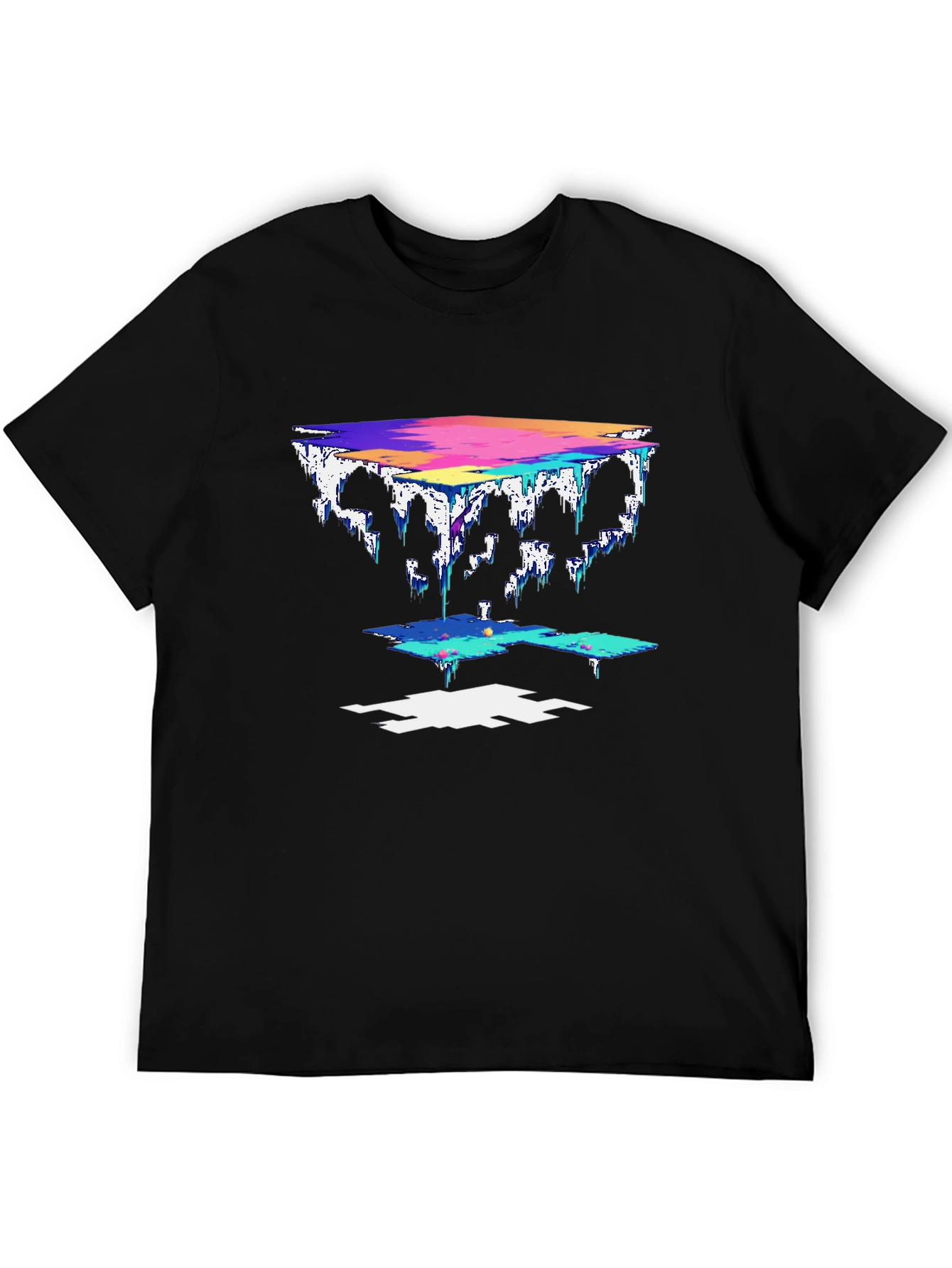 Abstract Pixel Art Black T-Shirt
