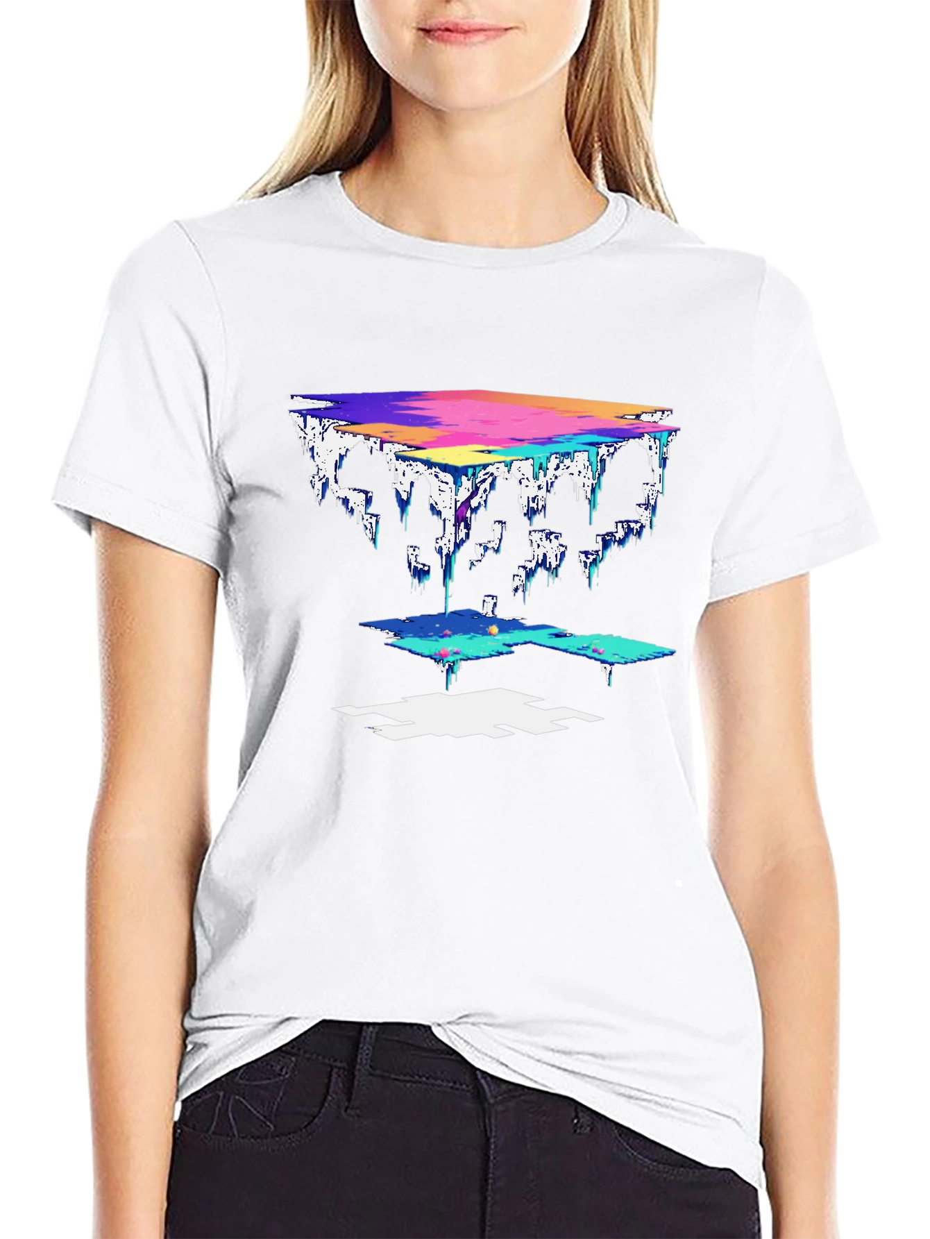 Abstract Pixel Art Black T-Shirt