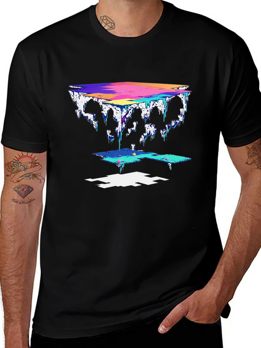 Abstract Pixel Art Black T-Shirt