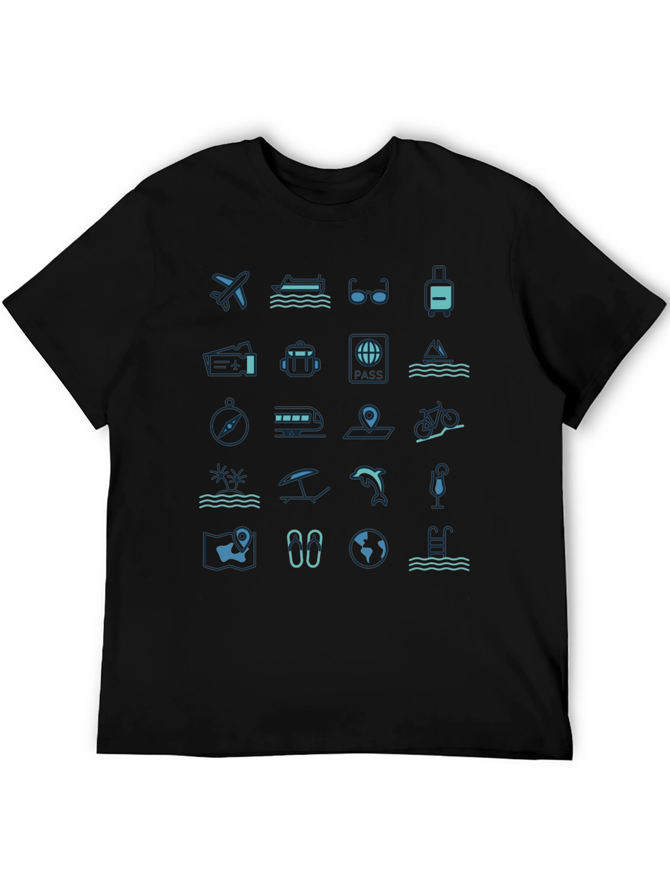 Travel Icon Black T-Shirt