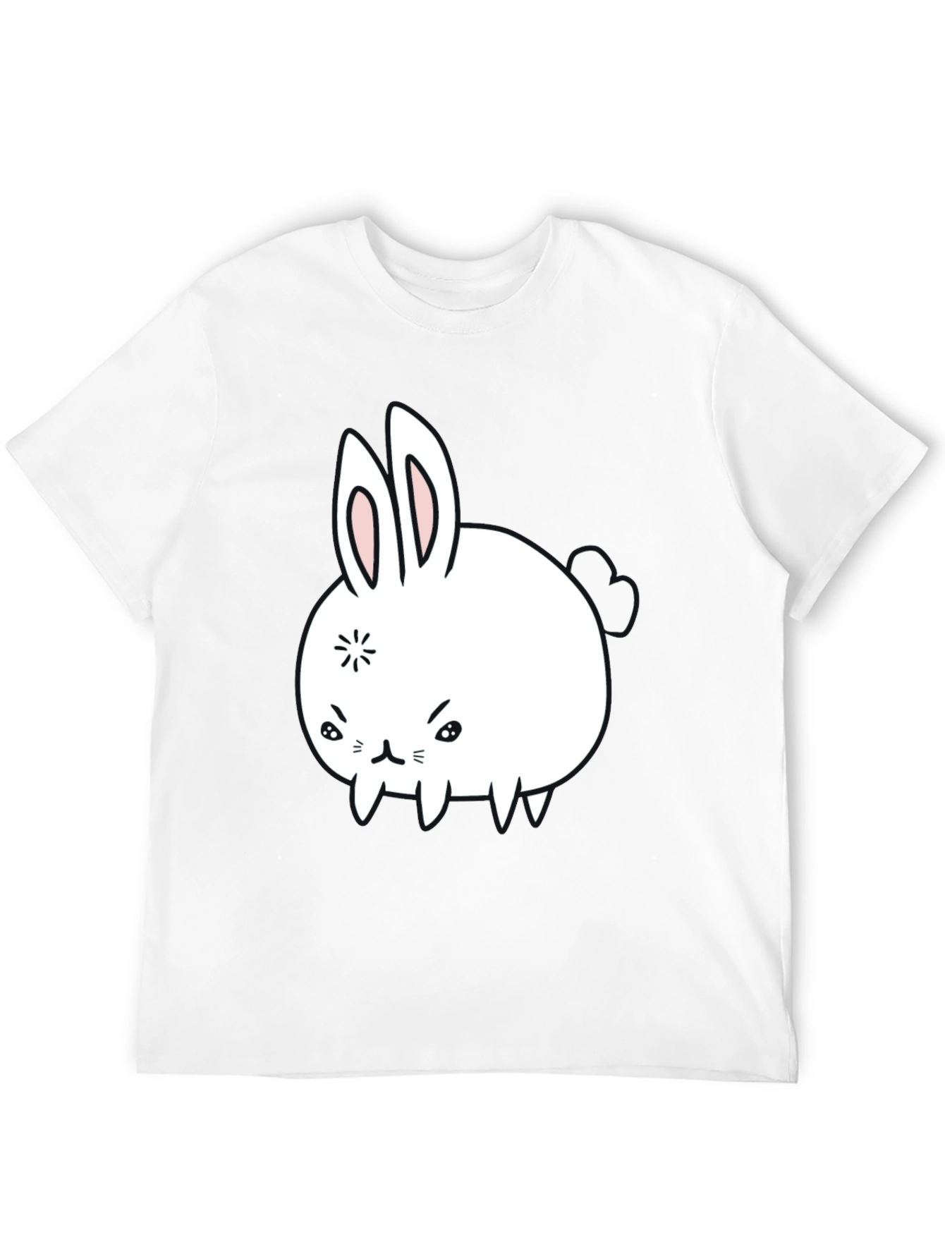 Funny Angry Bunny Graphic Tee - Black Cotton T-Shirt