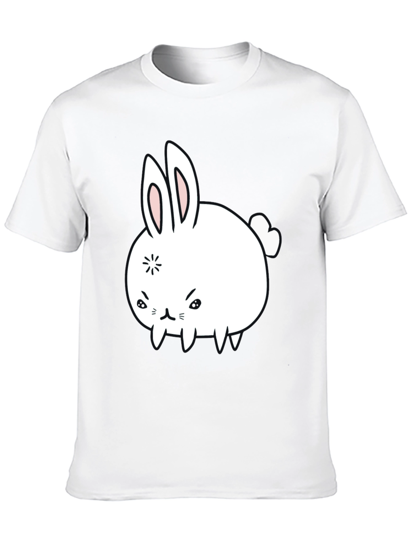 Funny Angry Bunny Graphic Tee - Black Cotton T-Shirt