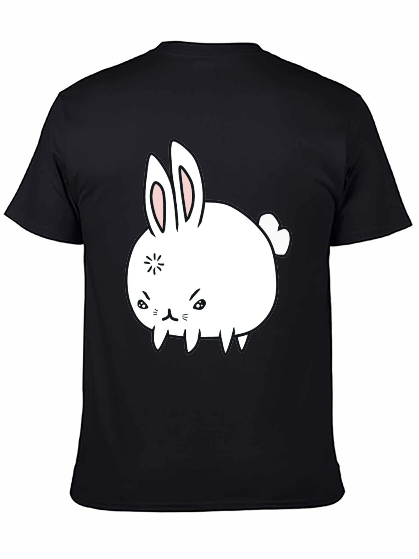 Funny Angry Bunny Graphic Tee - Black Cotton T-Shirt