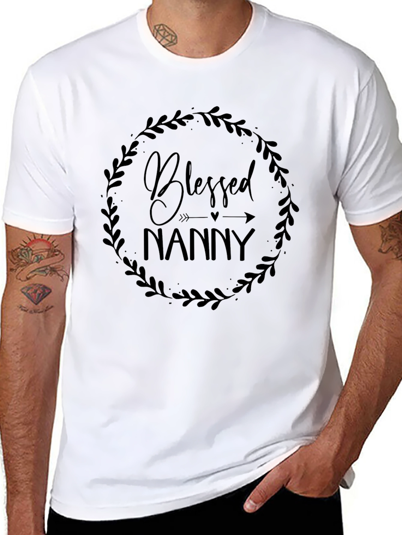 Blessed Nanny T-Shirt - Round Floral Graphic