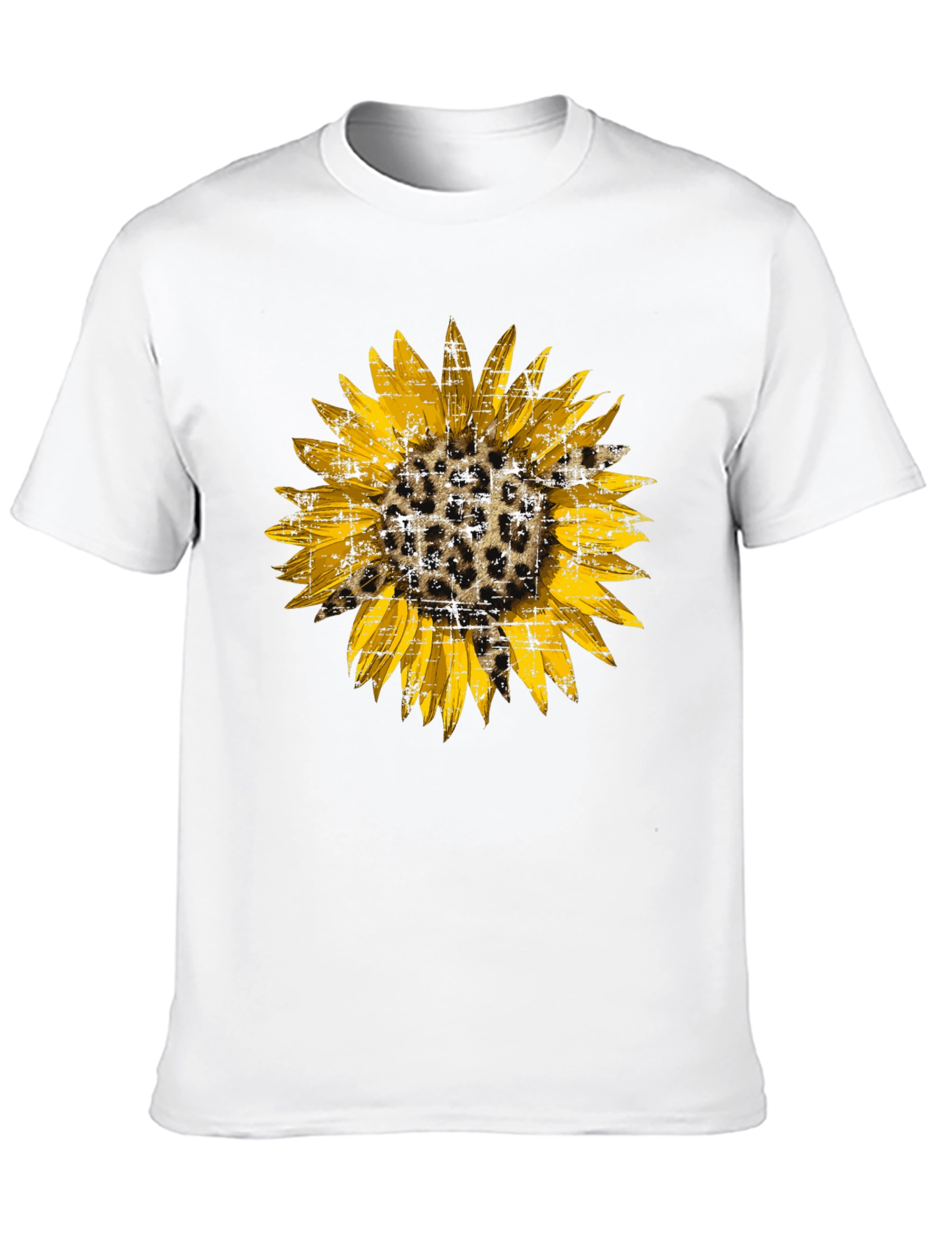 Leopard Sunflower Graphic Tee - Black