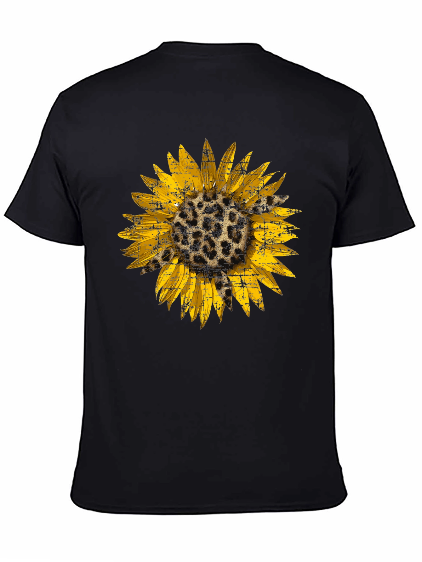 Leopard Sunflower Graphic Tee - Black