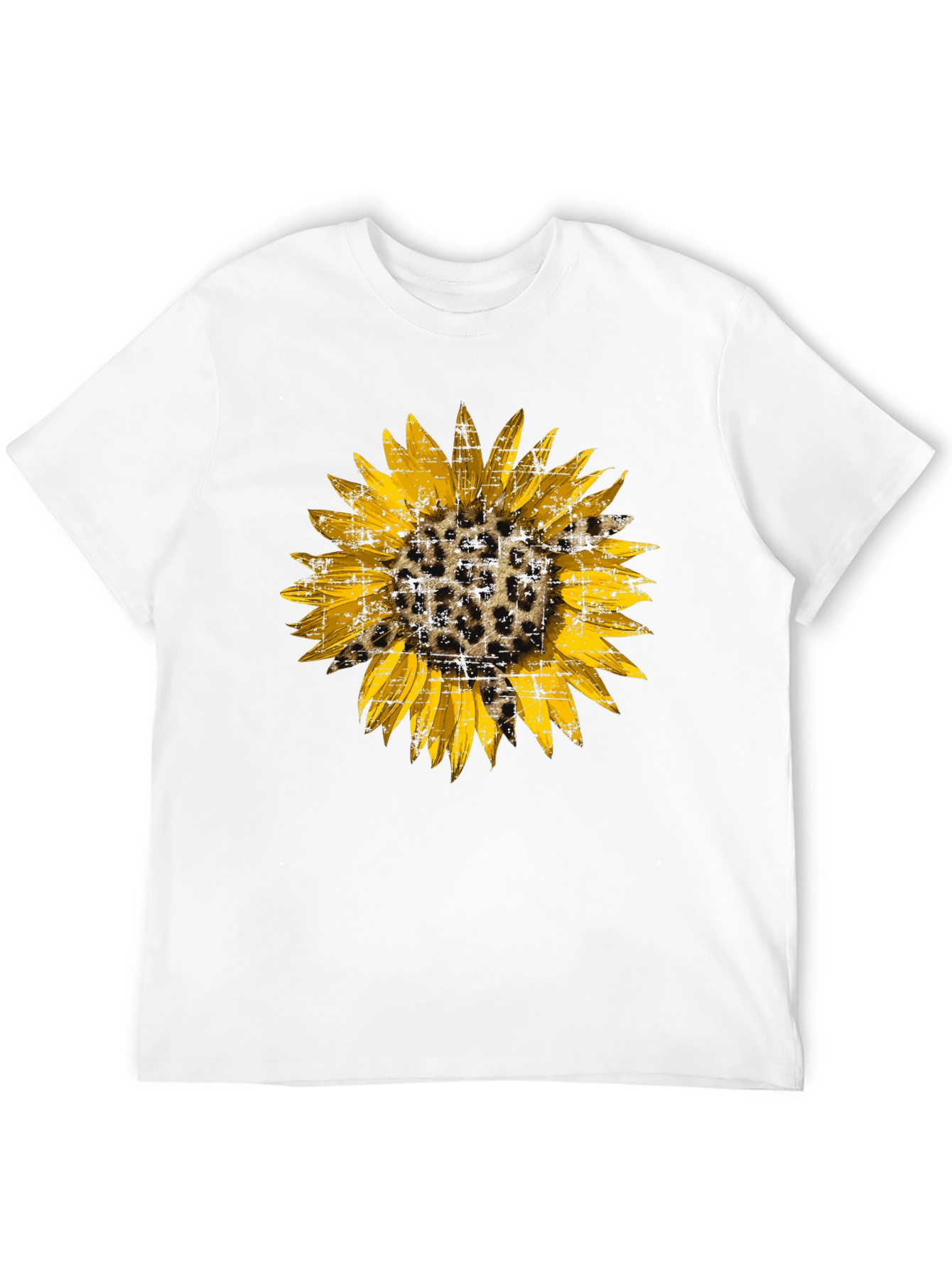 Leopard Sunflower Graphic Tee - Black