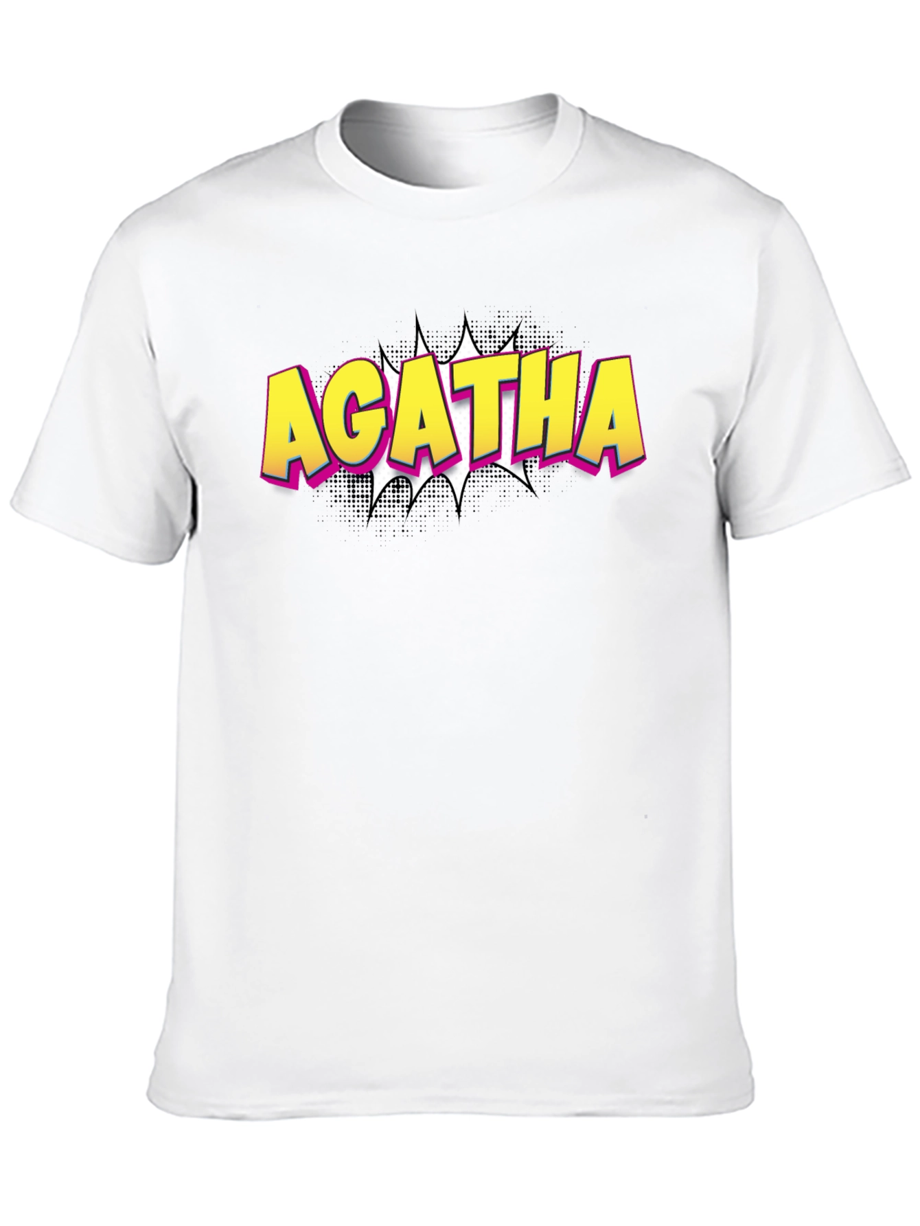 Agatha Comic Style Graphic Tee - Black Cotton T-Shirt